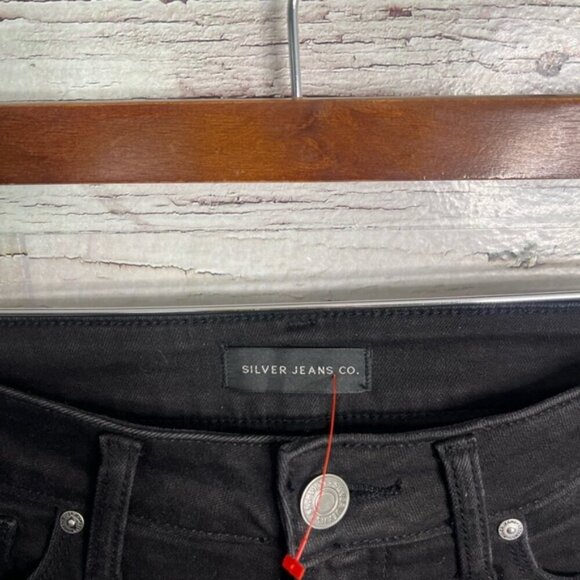 Silver Jeans Avery Skinny Crop Women's size 27 black Distressed Stretch - Picture 5 of 9